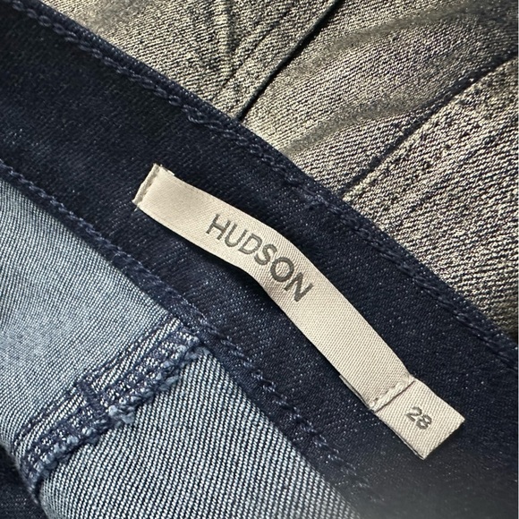 Hudson Denim Midi Skirt Jean Reconstructed Metallic Silver Blue Cotton Size 28 - Picture 5 of 8